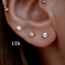 Small mini versatile 10k gold zircon screw ears screw screw thin rod earrings single