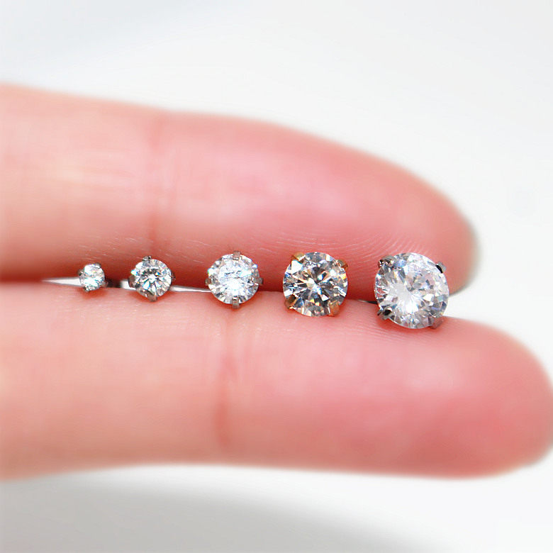 Thick ear stick Korean ear bone nail female temperament all-match fashion fire zircon crystal small ear needle female mini