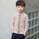 Áo thun bé trai nhung dài tay kẻ sọc cao cổ 2018 mới to boy mùa thu và mùa đông dày áo sơ mi ấm áp