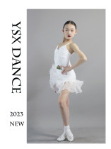 YX DANCE SPRING SUMMER NEW CHILDREN LATIN DANCE PRACTICE SUIT WHITE FAIRY Dream Skirt Hem