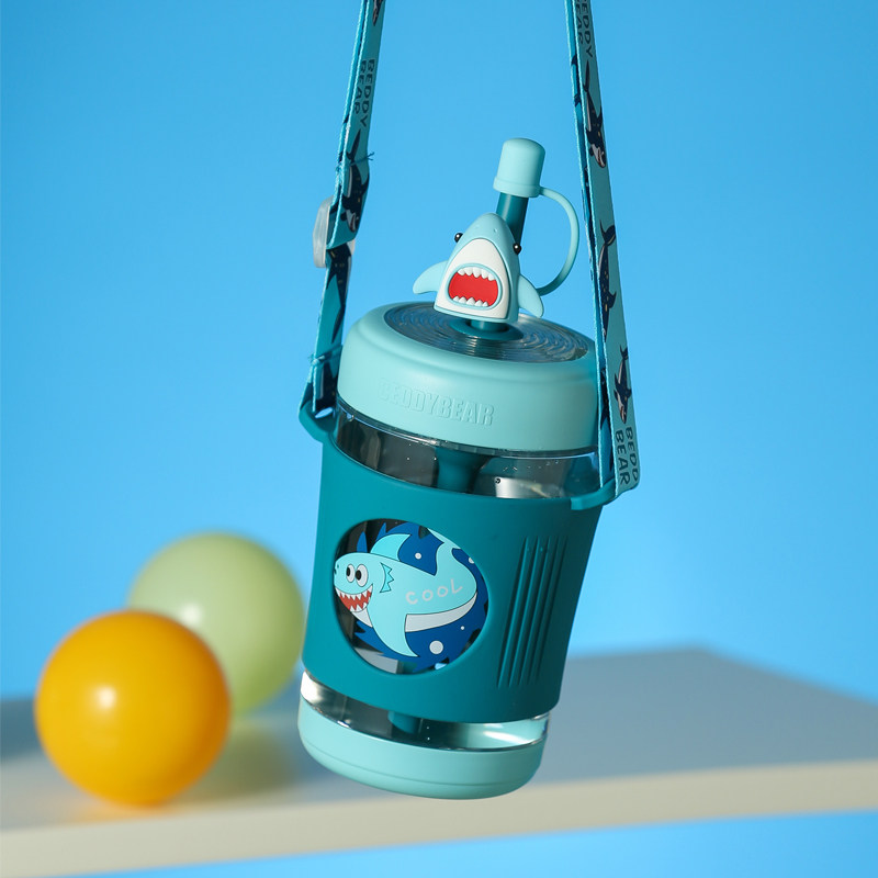 Cup Bear Children's Straw Cup Students Large Capacity Summer Baby Coffee Cup Portable Tennis Red Milk Tea Cup Cold Extraction Cup