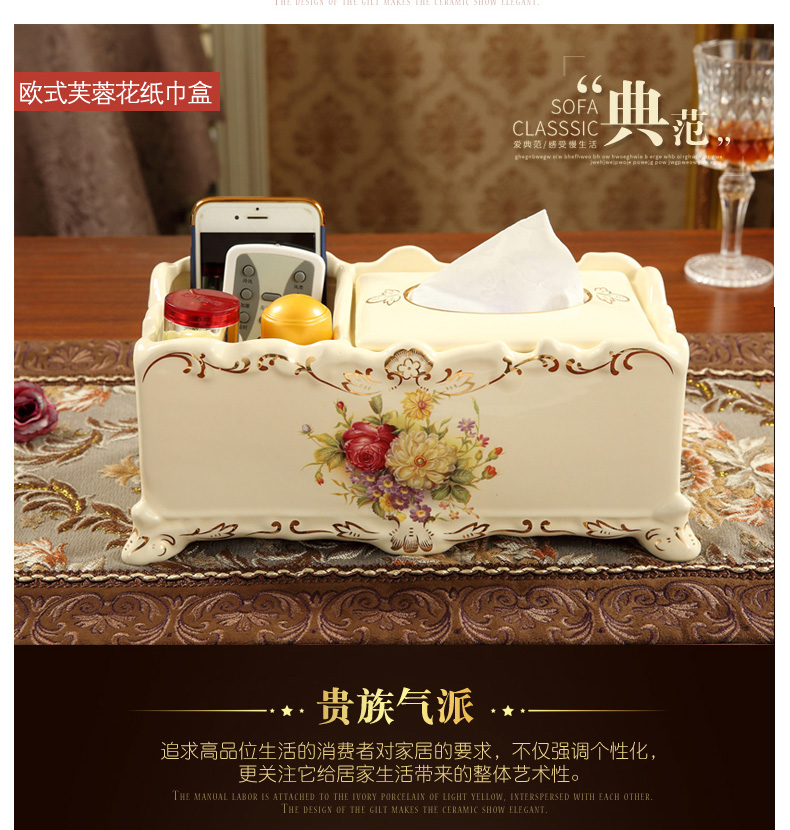 Noburg Ceramic Multi-functional Tissue Box Creative European Living Room Tea Select Box Napkin Tampet Box