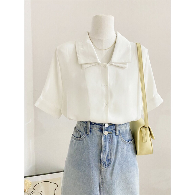 French-Style Double-Layer Collar White Shirt for Women, Short-Sleeved, Unique Design, Niche Top, Summer High-End Simple Inner Shirt French-Style Double-Layer Collar White Shirt for Women, Short-Sleeved, Unique Design, Niche Top, Summer High-End Simple Inner Shirt