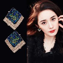 Korean square earrings female niche design sense 2021 New Tide simple high-end sense light luxury earrings summer model