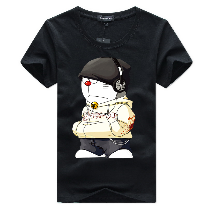 Phim hoạt hình Doraemon học sinh cá tính tuổi trẻ thương hiệu thủy triều ngắn tay áo thun nam mùa hè cổ rộng thả đáy áo thun polo nam