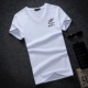 Mùa hè mới nam V-cổ ngắn tay áo thun cotton in chất béo lỏng và béo cộng với áo sơ mi nửa đáy tay áo XL áo phông nam hàng hiệu