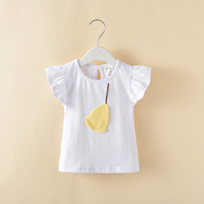 Bé gái mặc áo phông ngắn tay mùa hè trẻ em cotton bay tay áo sơ mi búp bê áo sơ mi trẻ em phiên bản mới của Hàn Quốc áo phông bé gái dễ thương