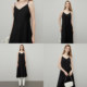 CUZE heavy acetate suspender dress women's sleeveless waist slimming long a-line skirt C-X02BLS1080