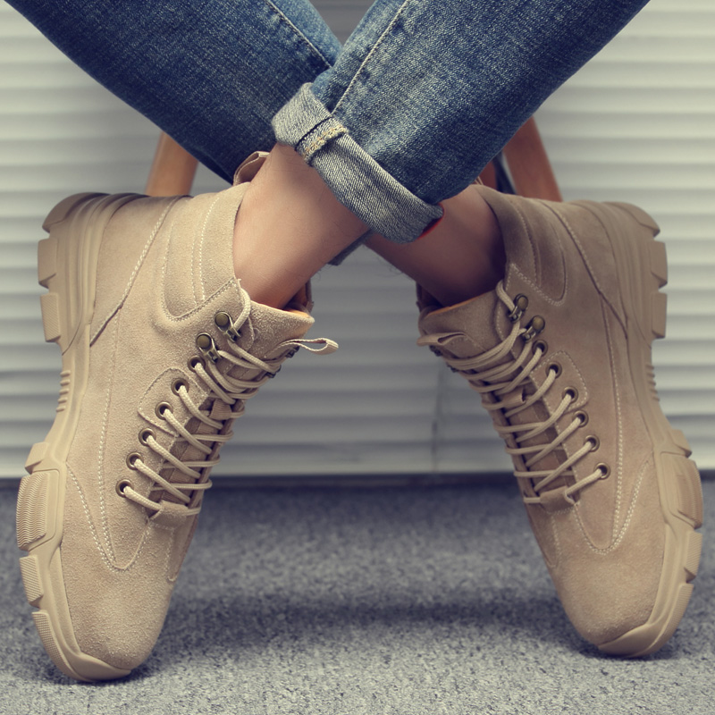 High Cylinder Martin Boots Man 2022 Spring New Tooling Shoes Big Head Leather Shoes Middle Barrel Tactical Desert Snowshoeing Leather Boots