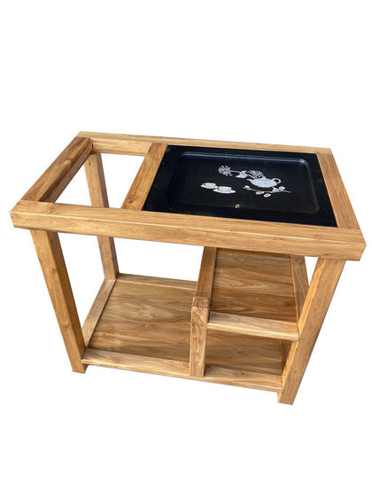 老榆木茶桌全实木大料茶水柜轻奢角边几简约茶几茶道桌烧水小茶台