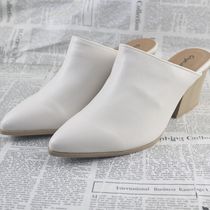 2022 Spring and summer Baotou Half slippers female outside wearing 100 lap rear air coarse and sloth high heel single shoe pointed waterproof table