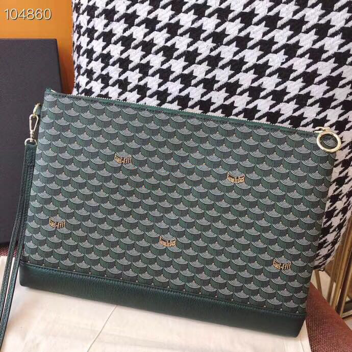 French Faure Le Page clutch storage bag head layer cowhide fish scale pattern envelope zipper bag