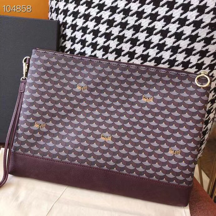 French Faure Le Page clutch storage bag head layer cowhide fish scale pattern envelope zipper bag