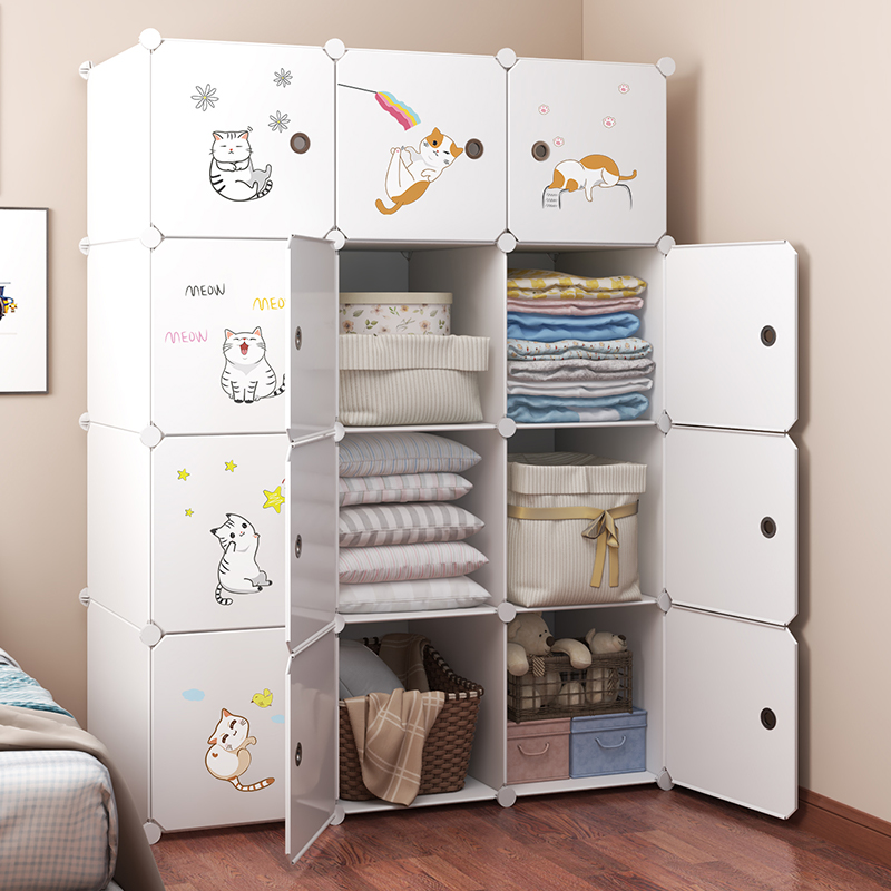 Children's simple wardrobe modern simple cloth assembly household bedroom wardrobe hanging rental room plastic storage cabinet
