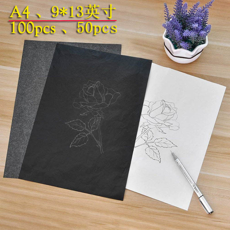 Graphite Carbon Paper Black Blue Carbon Paper Single-Sided A4 Tracing Paper 9X 13inch Clear Writing for Drawing and Tracing