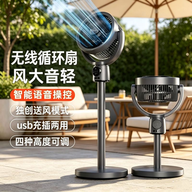 Japanese Wireless Air Circulation Fan for Home and Outdoor Use, Oscillating, Timer, Floor Fan, Rechargeable and Plug-In, Smart Voice-Controlled Fan Japanese Wireless Air Circulation Fan for Home and Outdoor Use, Oscillating, Timer, Floor Fan, Rechargeable and Plug-In, Smart Voice-Controlled Fan
