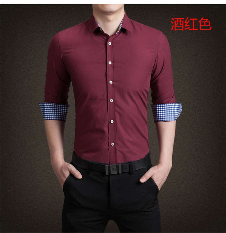 Mùa thu mới tay dài thanh niên nam kinh doanh công sở áo sơ mi kẻ sọc trung niên Slim sơ mi chuyên nghiệp