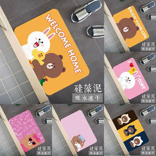 Мультяшный милый коврик, быстросохнущий нескользящий ковер, хорошо впитывает воду