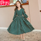 váy Girldress trẻ em dài váy dài tay màu xanh lá cây bơ 2019 mới lớn cậu bé cô gái mùa thu hơi chiếc váy mùa hè.