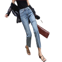 Straight Drum Jeans Women 2024 Spring Autumn Season New High Waist 80% Small Sub Loose Slim 90% Smoke Pipe Pants