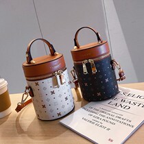 Genuine leather cylinder bag bag 2022 new fashion cross-body bag womens small cylindrical print hand-held bucket bag womens summer