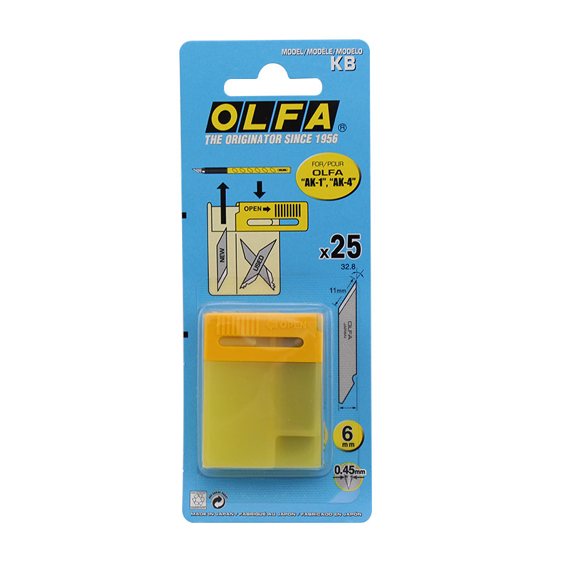 Japan ALIhua OLFA Engraving Blade KB Engraving Fine Blade Rubber Stamp Engraving Knife Blade Applies AK-1 25 sheet