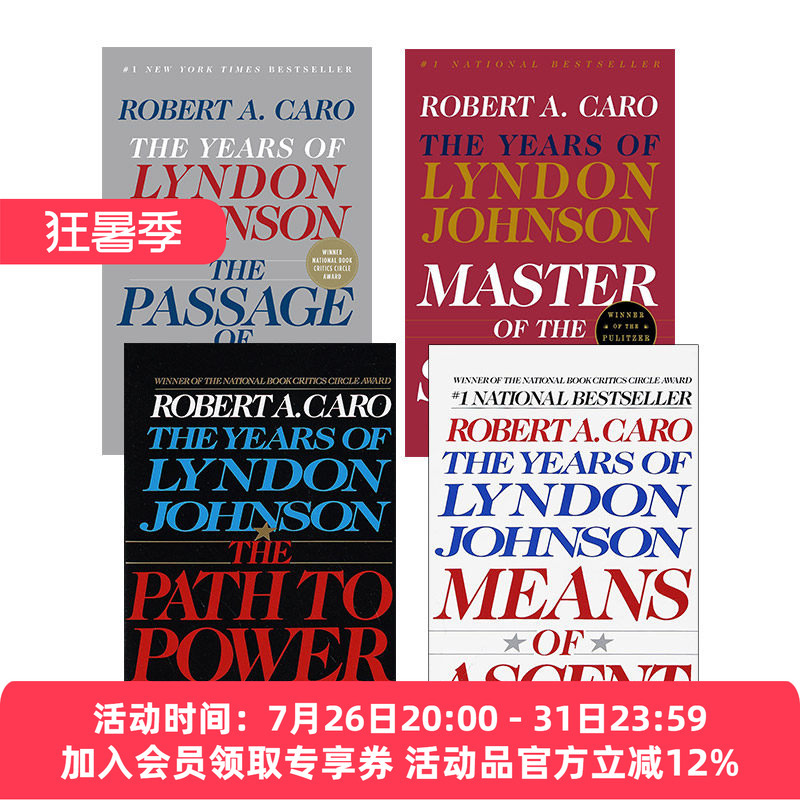 The Years of Lyndon Johnson 4-Volume Set, Original English Edition, the Basis for the American Tv Series House of Cards, by Robert A. Caro, English Version, Imported Original English Books