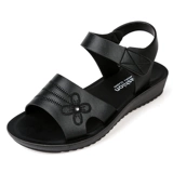 Летние туфли для матери, нескользящие комфортные пляжные сандалии для кожаной обуви, мягкая подошва, для среднего возраста