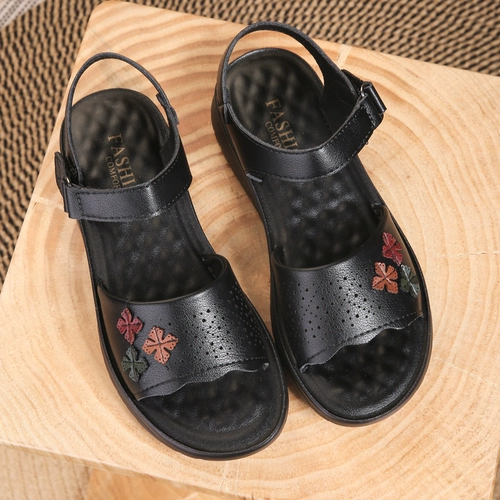 Летние туфли для матери, комфортные нескользящие сандалии для отдыха, мягкая подошва, для среднего возраста