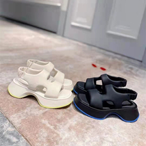 European station 2022 Summer new genuine leather thick bottom heightening sandals Footwear Bottom Fashion 100 Hitch Toe Casual Womens Shoes