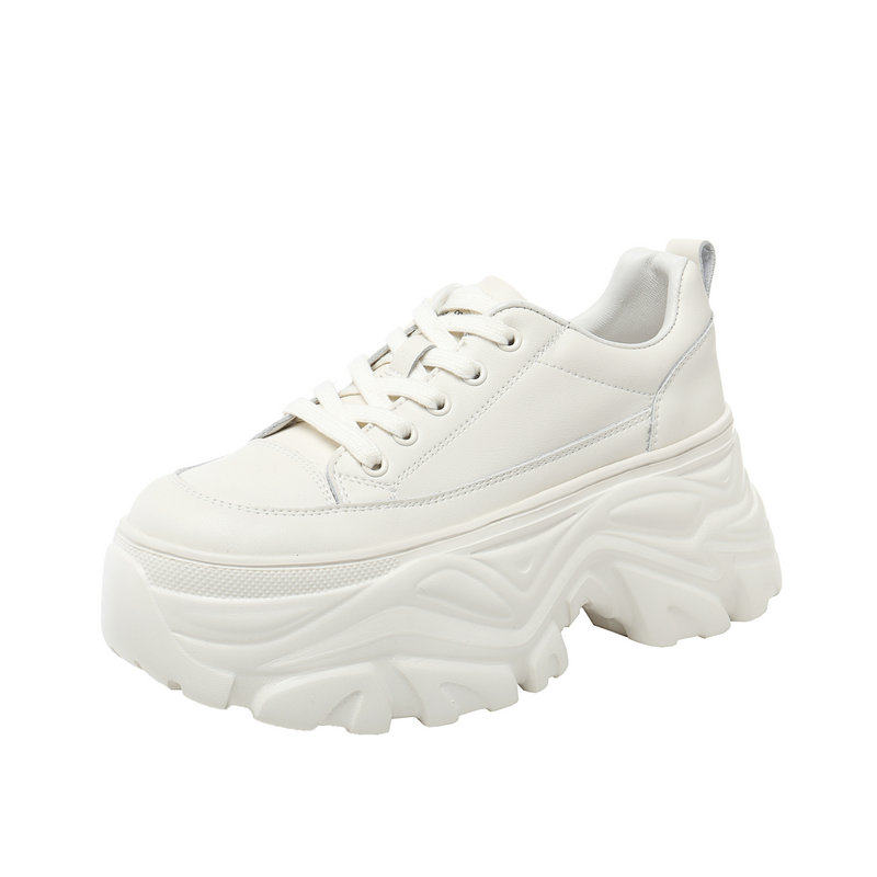 Daddy's shoes small white shoes women's 2022 spring new fashion trend thick-soled platform shoes lace-up white women's running shoes