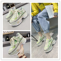 Thick Bottom Old Daddy Shoes SWHSA Spring Autumn New Bull Leather Horse Fur Collage Heightening 100 Hitch Casual Lacing Women Shoes Isn Tide