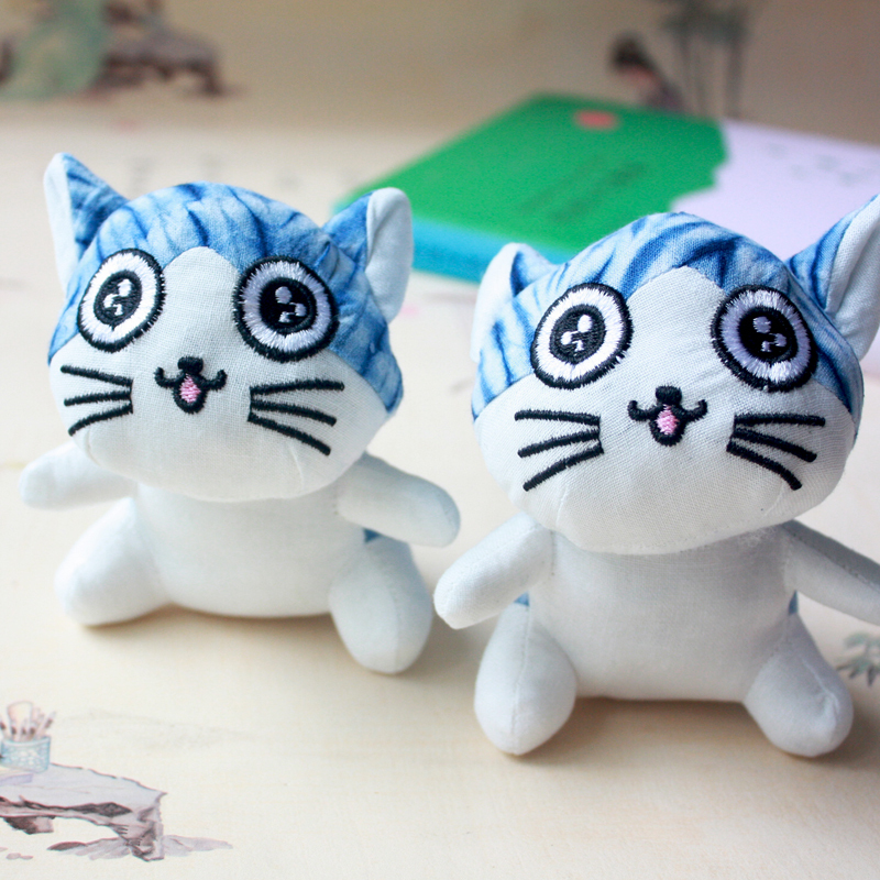 Yunnan Dali Bai Handmade Tie-Dyed Fabric Big-Eyed Cute Cat Doll Keychain Pendant Doll Gift