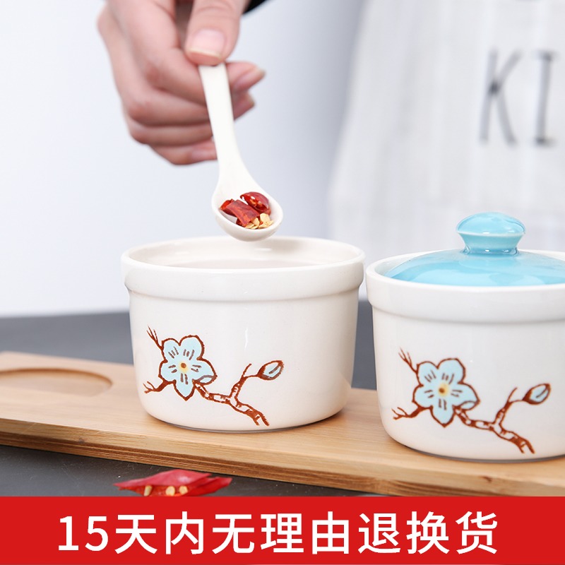 Kitchen ceramic may find yuquan 】 【 flavor pot suits for seasoning box of creative household necessities European style