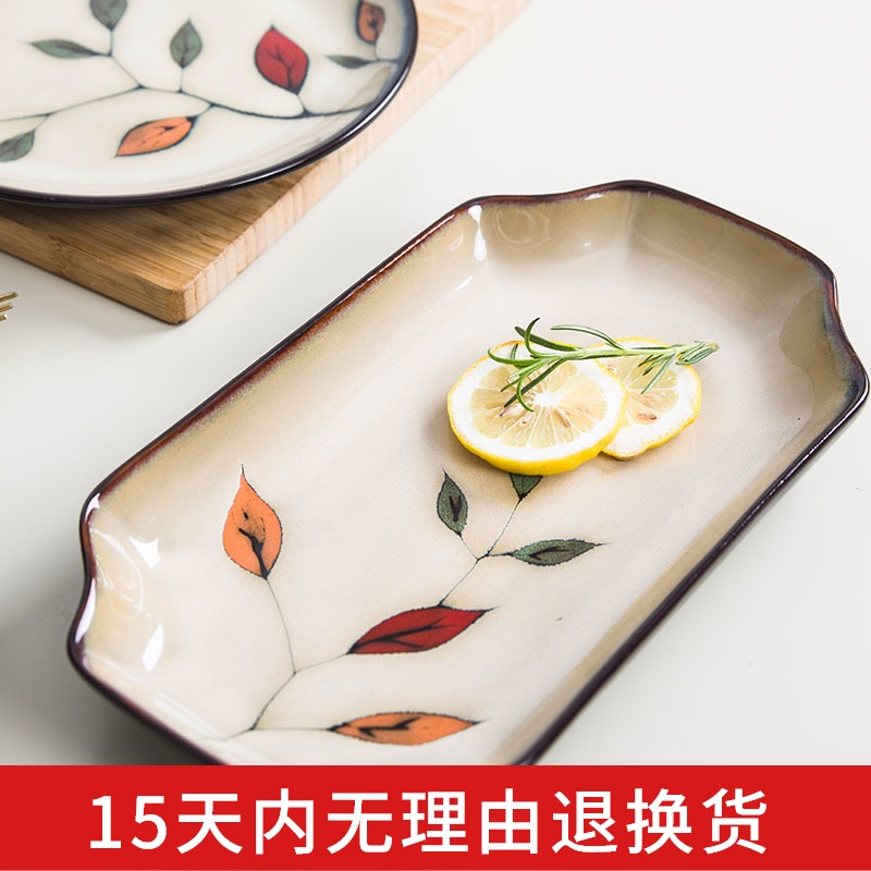 Yuquan creative hand - made ceramic dish dish dish soup plate flat small household fresh breakfast food dish dish fish dish