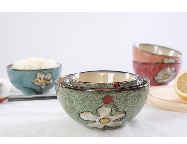 Korean yuquan 】 【 hand - made dishes rice bowls a single large rainbow such use ceramic tableware dish dish dish home side dish