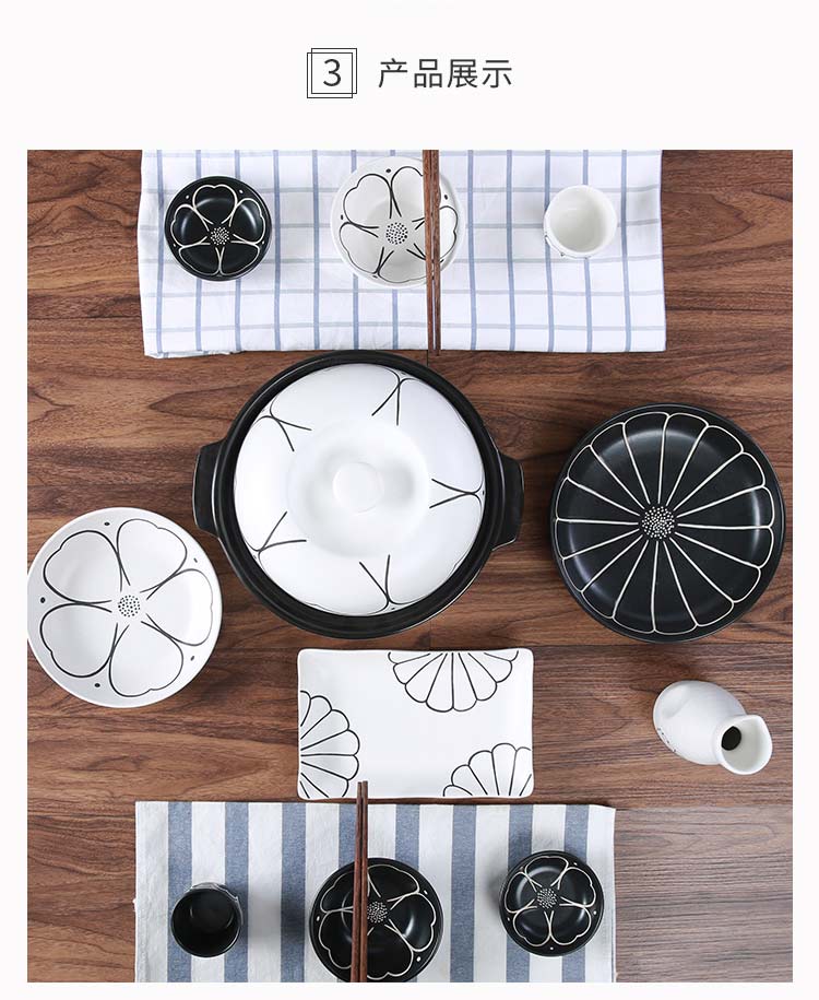 Ink on the yuquan 】 【 flower Japanese - style tableware suit creative dishes ceramic bowl dish dish household rice bowls