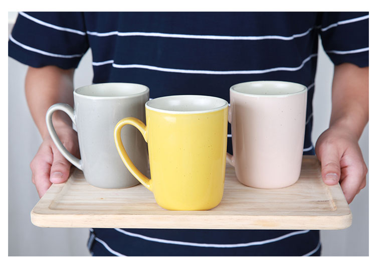 Simple pure color yuquan 】 【 Korean creative mugs contracted ceramic cup 350 ml glass of couples