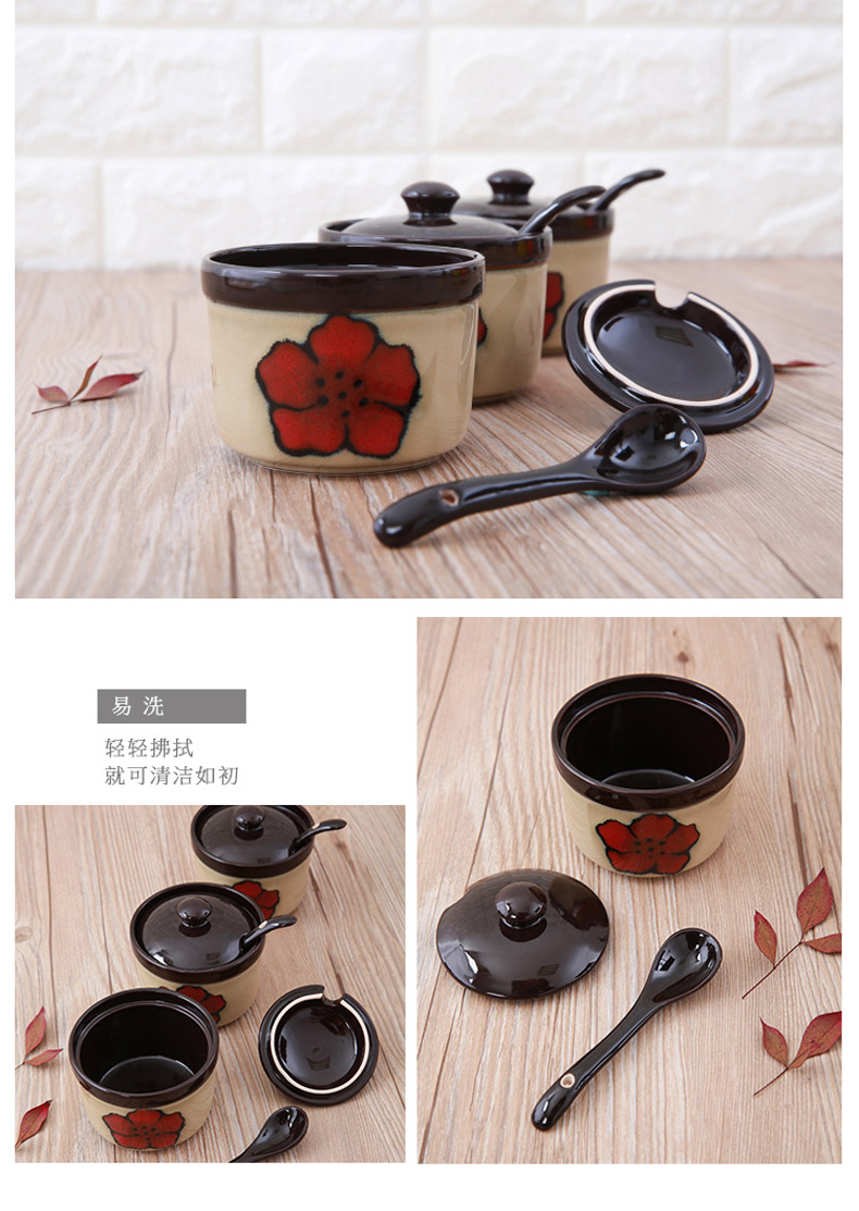"Yuquan" says with cover ceramic seasonings can suit the sugar pot seasoning salt bottle creative salt seasoning box