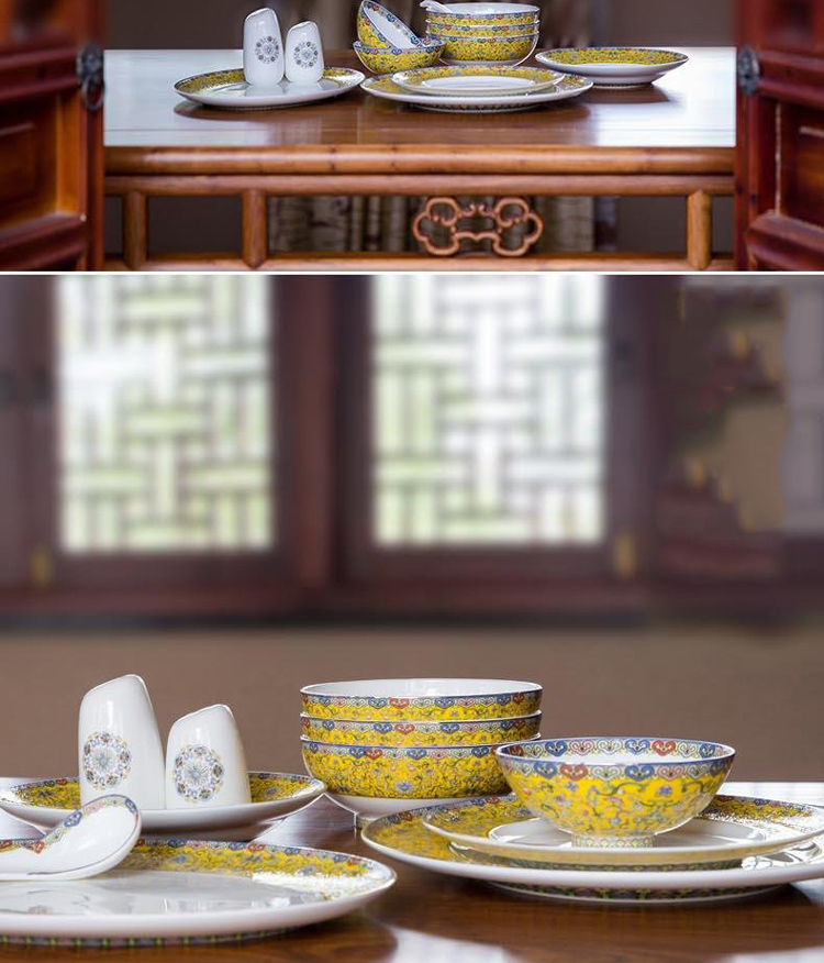 Gaochun ceramics Wan Fubao the qing yuquan 】 【 39 head tableware suit APEC with exquisite craft