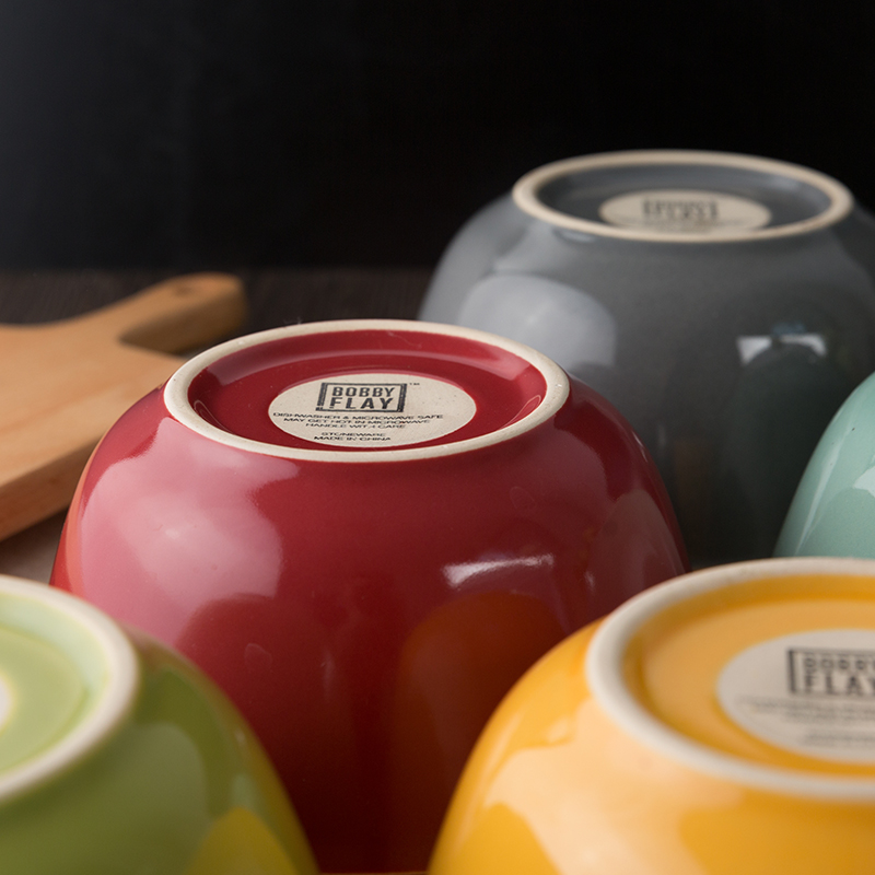 Color ceramic bowl 6 inches yuquan 】 【 pure Color rice bowls porringer creative household jobs