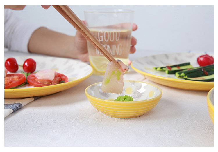 Setting sun creative yuquan 】 【 Korean dishes tableware suit Chinese ceramic dishes under the glaze color home plate