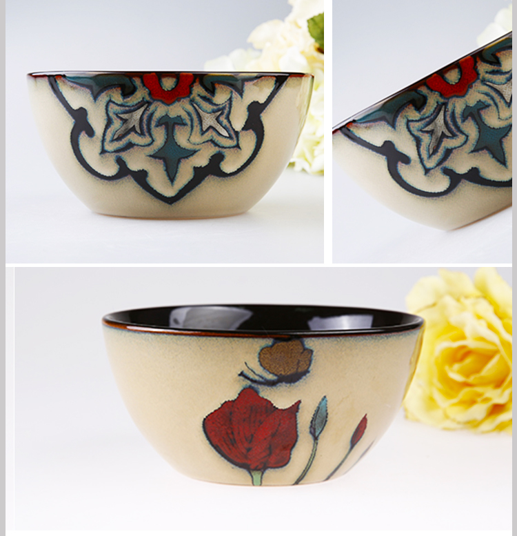 Flowers yuquan 】 【 's note series stoneware ceramic bowl of rice bowls salad bowl 6 inches