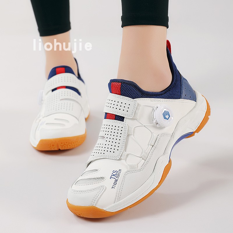 Brand Badminton Shoes Men's and Women's Sports Shoes Rotary Button Professional Ultra-Light Badminton Shoes Training Running Shoes Non-Slip