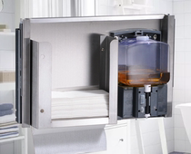 Shopping mall public restroom toilet Hidden behind mirror Soap dispenser pumping tray Hidden roll tray Telescopic tray