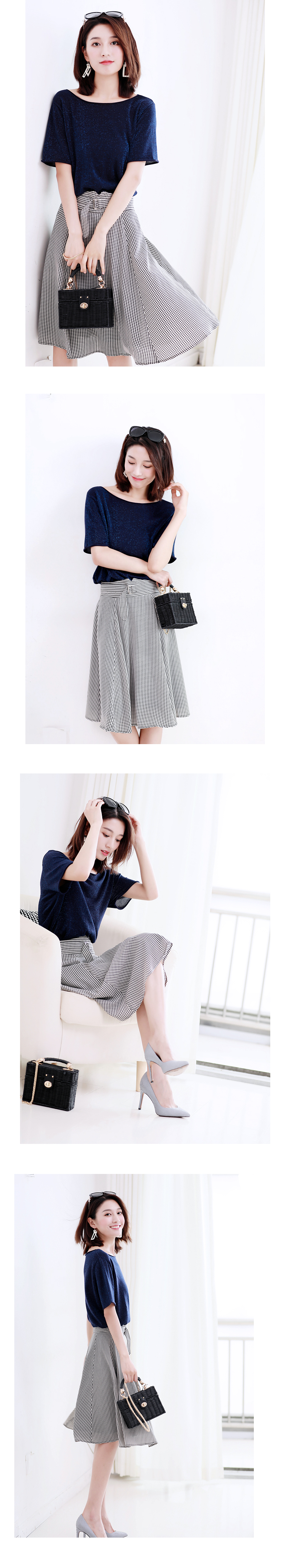 Chịu trách nhiệm cho xinh đẹp và xinh đẹp của bạn ~~ nữ tính từ quăn cổ áo sáng hành bling áo sơ mi ngắn tay áo len những kiểu áo len dáng dài đẹp