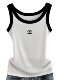 Slim-Fit Color-Blocked Camisole for Women, European Style, 2026 Summer New Pure Cotton Outerwear Design, White Top