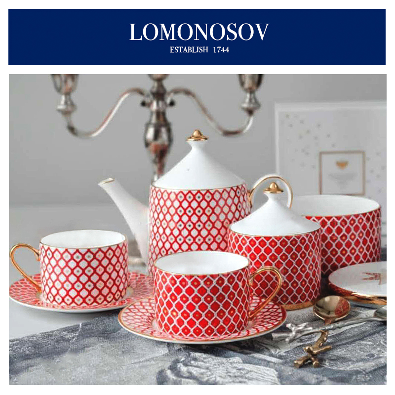 Lomonosov Russian royal porcelain afternoon tea set bone China coffee cup and saucer set European New Year STAR