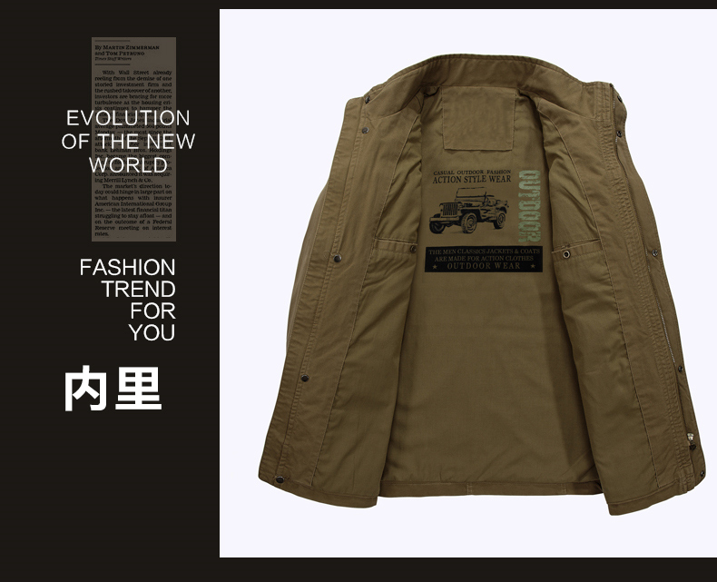 Battlefield Jirong dụng cụ áo khoác nam mùa thu đông cotton lỏng kinh doanh áo khoác trung niên giản dị áo khoác bố mẫu áo khoác nam đẹp 2019