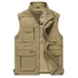 Jeep Shield vest nam nhiều túi cotton trung niên mùa xuân và mùa thu giản dị kích cỡ lớn vest vai chụp ảnh áo vest - Dệt kim Vest áo len hàn quốc Dệt kim Vest